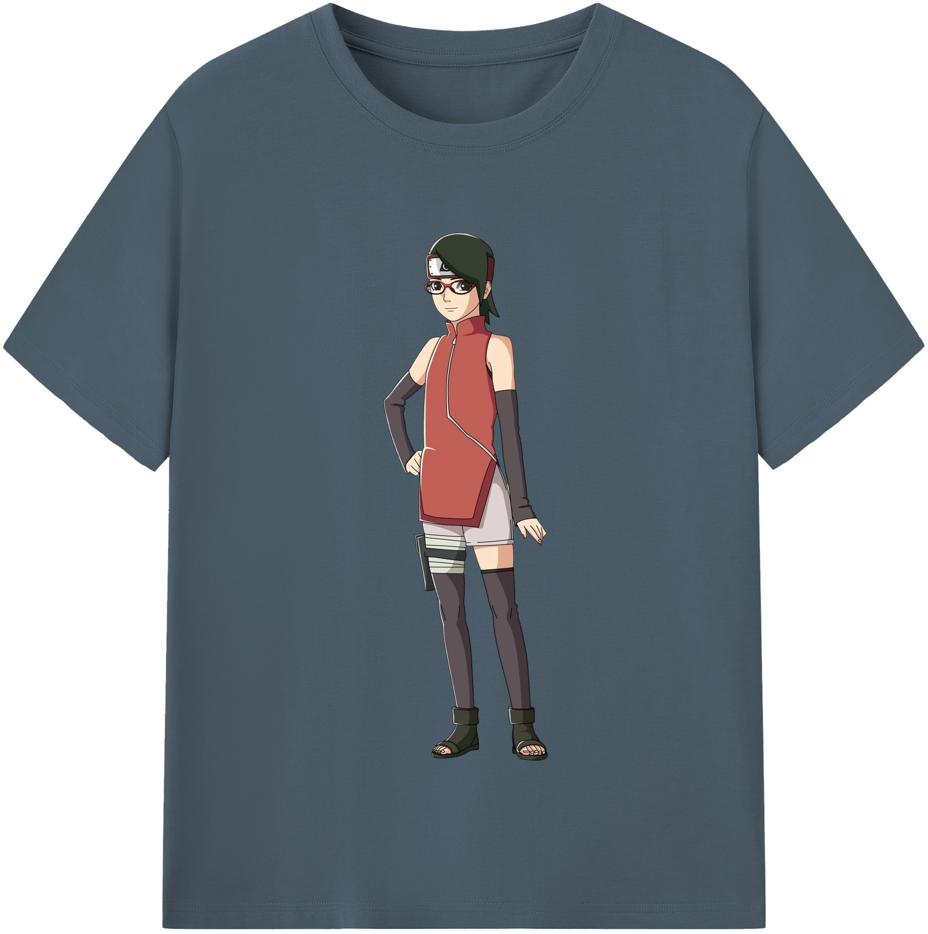 （画像用） NARUTO -ナルト- うちは サラダ Uchiha Sarada 綿100％半袖Tシャツ（フロントプリント）